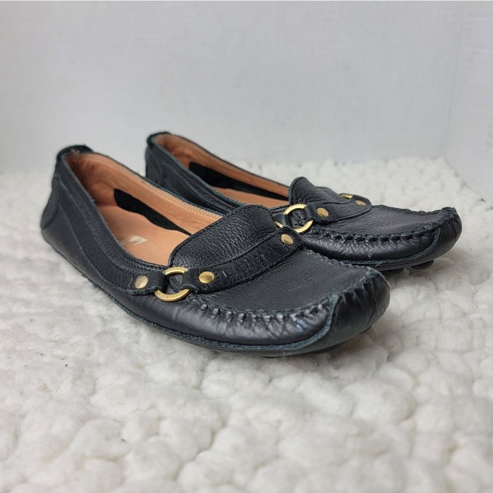 Ted Baker London Women’s Black Leather Horsebit Driving Loafers Size 6 US EU 37